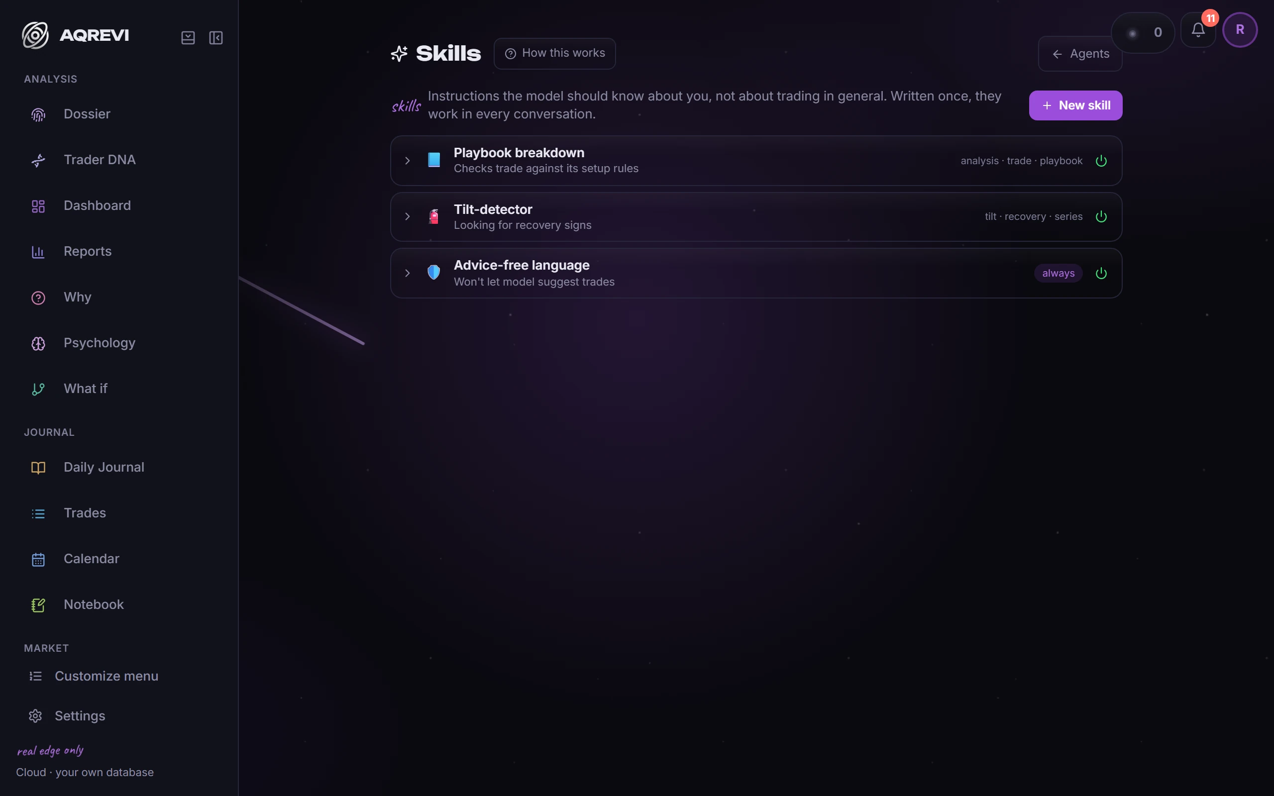 Skills: How trades are reviewed at your desk: a skill works in chat and in automations alike.