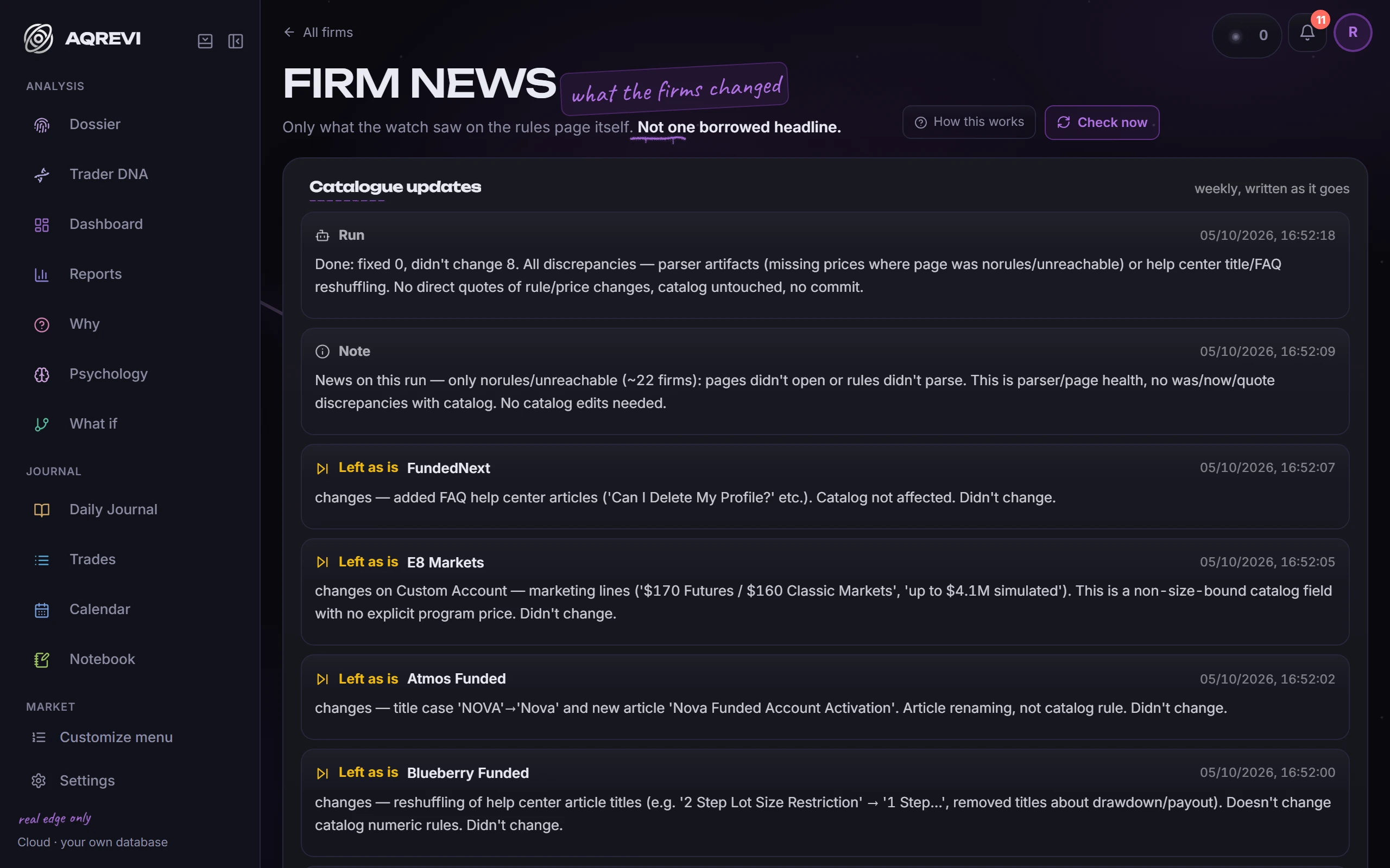 Firm news: What changed on the rules pages: the quote, the date read and the catalogue decision.